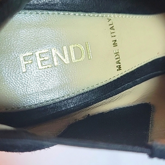 Fendi Black Suede Leather Ankle Platform Pumps Size 36 - Picture 5 of 11